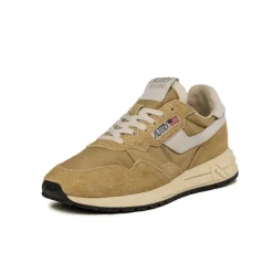 Autry Sneakers En Cuir|Sneakers Blancs*Reelwind Low *Nylon / Cracked Leather* White / Mustard
