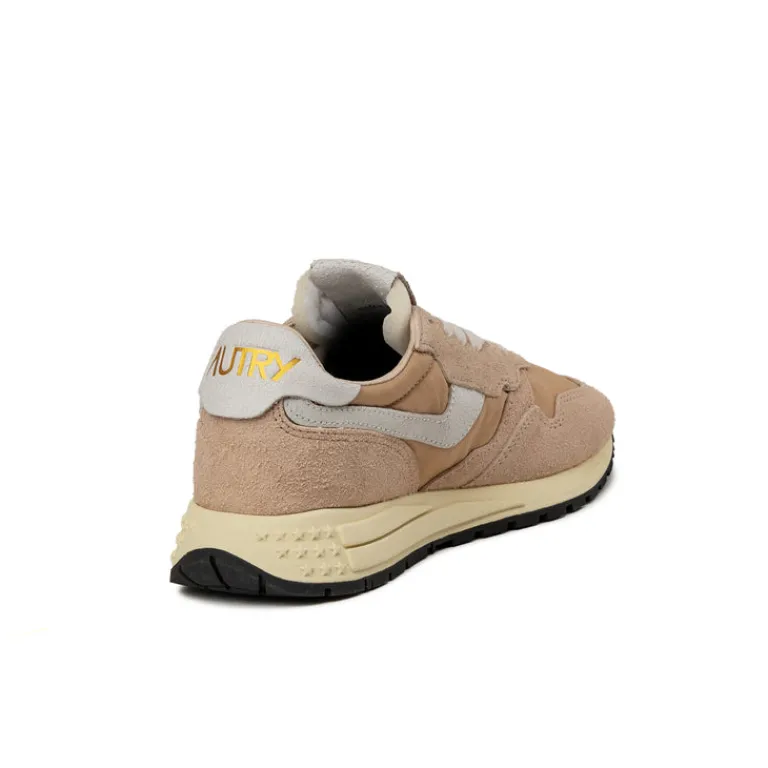 Autry Sneakers En Cuir|Sneakers Blancs*Reelwind Low *Nylon / Cracked Leather* White / Hazel
