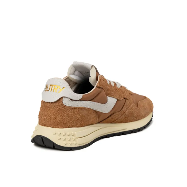 Autry Sneakers En Cuir|Sneakers Blancs*Reelwind Low *Nylon / Cracked Leather* White / Brnsug