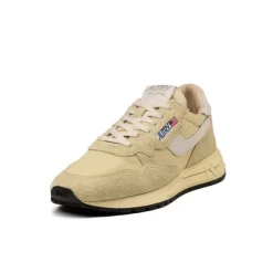 Autry Sneakers En Cuir|Chaussures De Running Retro*Reelwind Low *Nylon / Cracked Leather* White / Hay