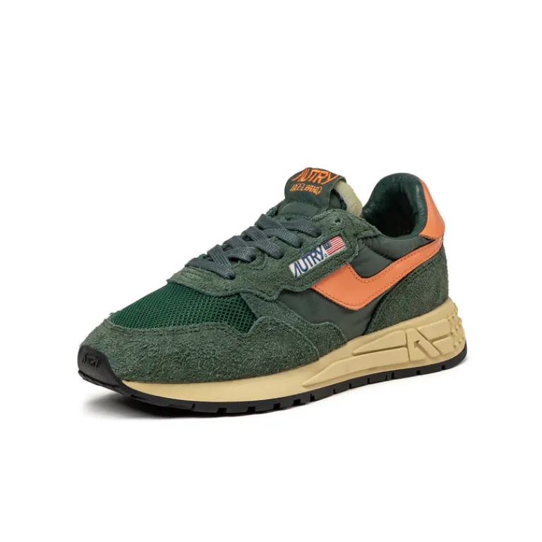 Autry Sneakers En Cuir|Chaussures De Running Retro*Reelwind Low *Suede / Net* Bottle / Orange
