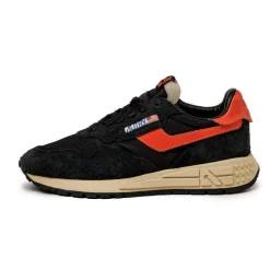 Autry Sneakers En Cuir|Chaussures De Running Retro*Reelwind Low *Suede / Net* Black / Orange