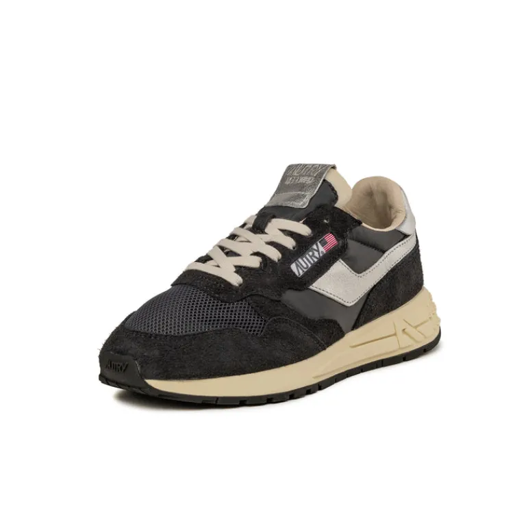 Autry Sneakers En Cuir|Chaussures De Running Retro*Reelwind Low W Black / Silver
