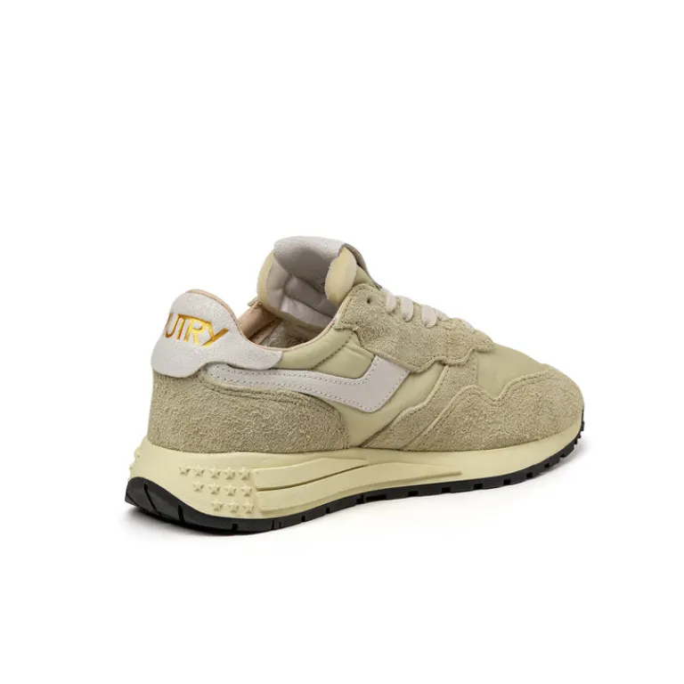 Autry Sneakers En Cuir|Sneakers Blancs*Reelwind Low W *Nylon / Cracked Leather* White / Hay