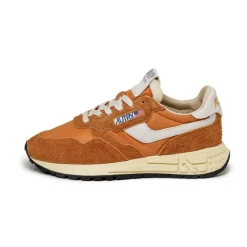 Autry Sneakers En Cuir*Reelwind Low W *Nylon / Hairy Suede / Cracked Leather* White / Amberg