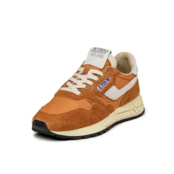 Autry Sneakers En Cuir*Reelwind Low W *Nylon / Hairy Suede / Cracked Leather* White / Amberg