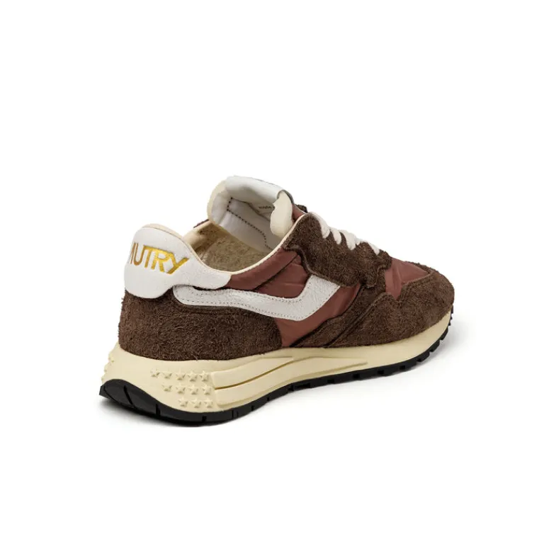 Autry Sneakers En Cuir*Reelwind Low W *Nylon / Hairy Suede / Cracked Leather* White / Ebony
