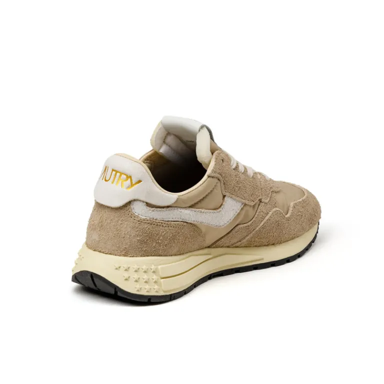 Autry Sneakers En Cuir*Reelwind Low W *Nylon / Hairy Suede / Cracked Leather* Wh / Wht Pep