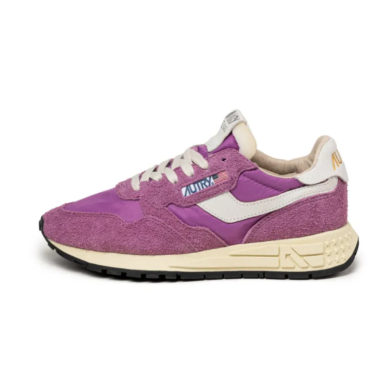 Autry Sneakers En Cuir*Reelwind Low W *Nylon / Hairy Suede / Cracked Leather* White / Hyper Violet