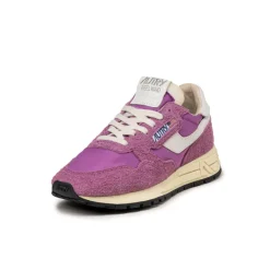 Autry Sneakers En Cuir*Reelwind Low W *Nylon / Hairy Suede / Cracked Leather* White / Hyper Violet