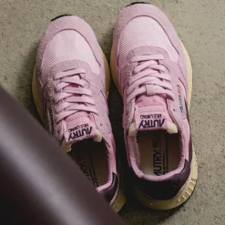 Autry Sneakers En Cuir|Chaussures De Running Retro*Reelwind Low W *Suede / Net* Roseate / Rose
