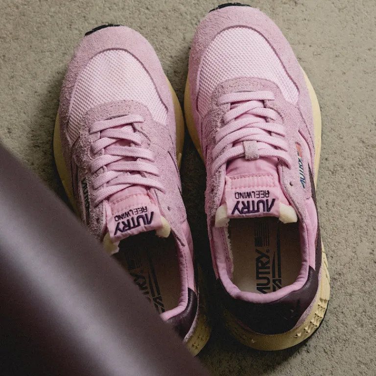 Autry Sneakers En Cuir|Chaussures De Running Retro*Reelwind Low W *Suede / Net* Roseate / Rose