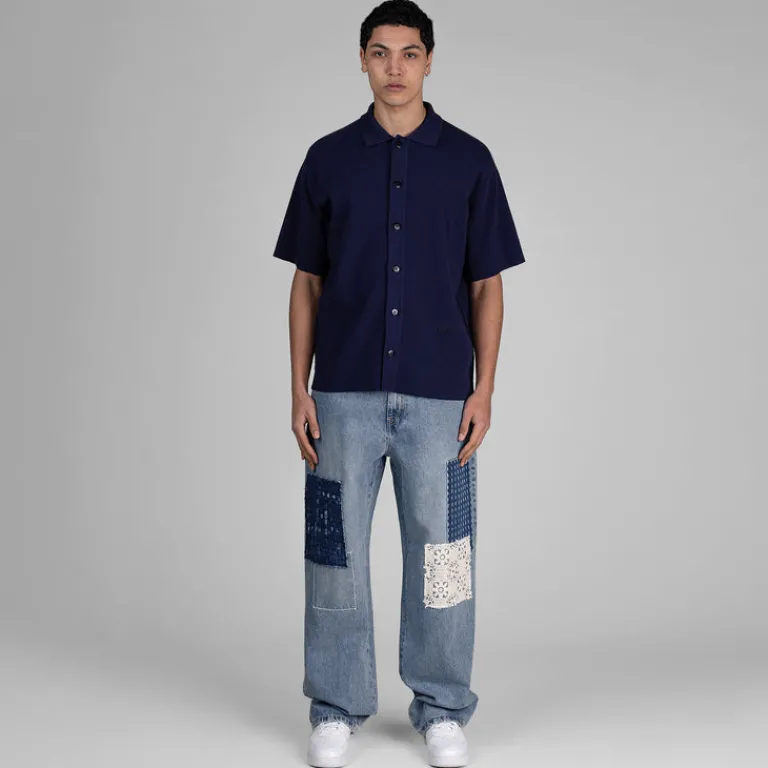 Autry Chemises*Short Sleeve Knit Shirt Blue