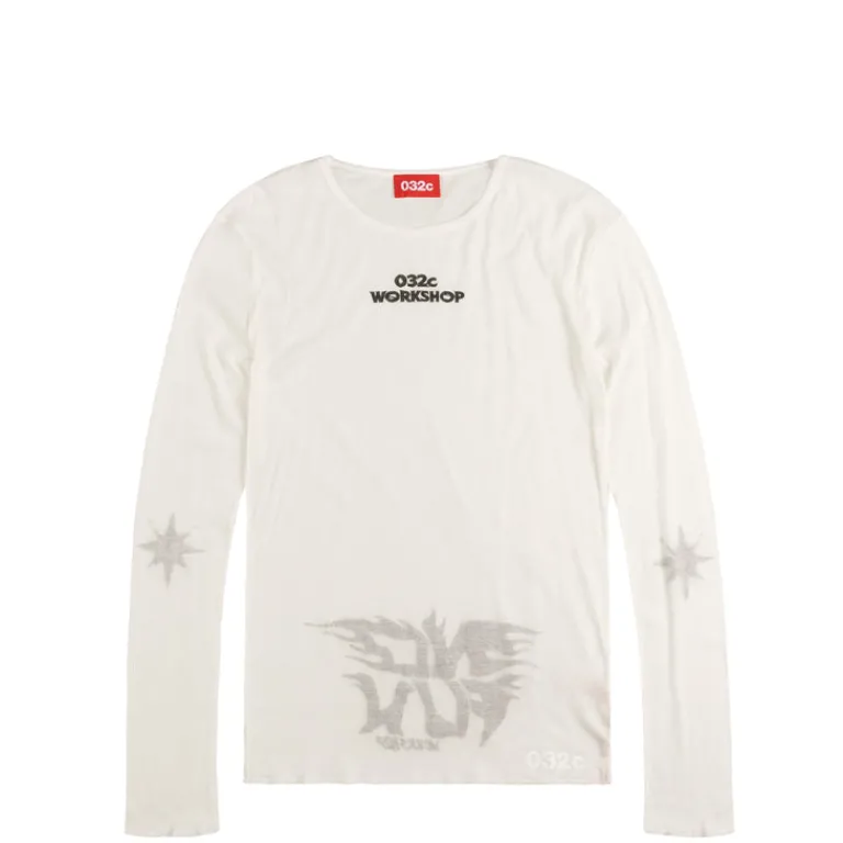 032c T-Shirts*'Black Sun' Fine Rib Longsleeve Soft White