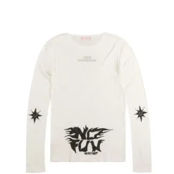 032c T-Shirts*'Black Sun' Fine Rib Longsleeve Soft White