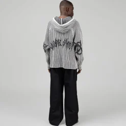 032c Tricot*''Crusader'' Hooded Knit Black / White