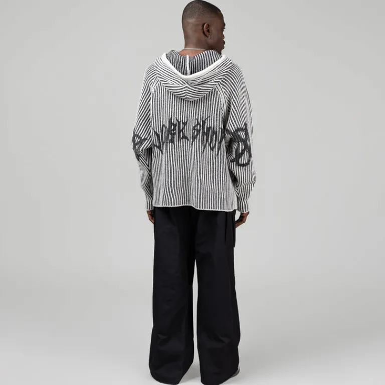 032c Tricot*''Crusader'' Hooded Knit Black / White