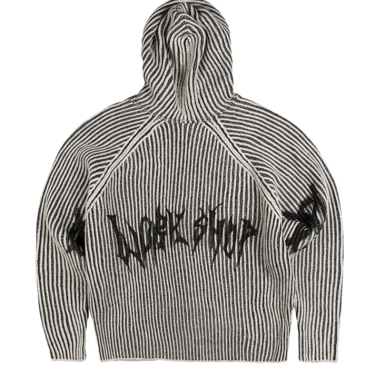 032c Tricot*''Crusader'' Hooded Knit Black / White