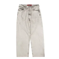 032c Pantalons*'Down To Earth' Wide Leg Jeans Washed Grey / White