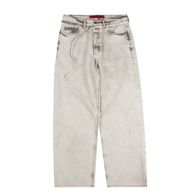 032c Pantalons*'Down To Earth' Wide Leg Jeans Washed Grey / White