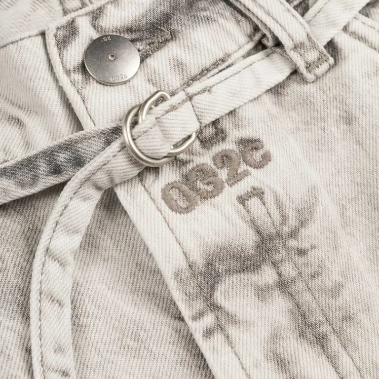 032c Pantalons*'Down To Earth' Wide Leg Jeans Washed Grey / White