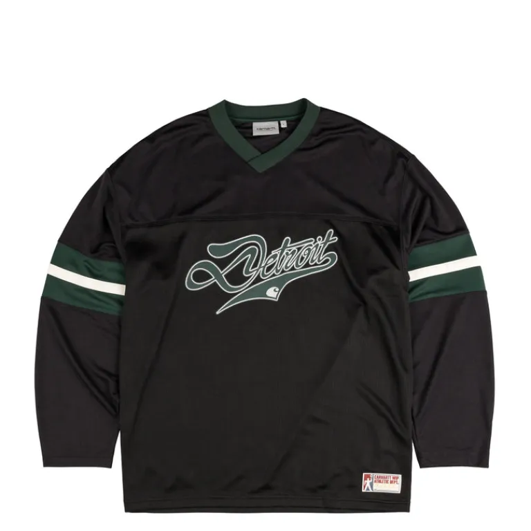 Carhartt WIP T-Shirts*Detroit Longsleeve Mesh Shirt Black / Conifer / Wax