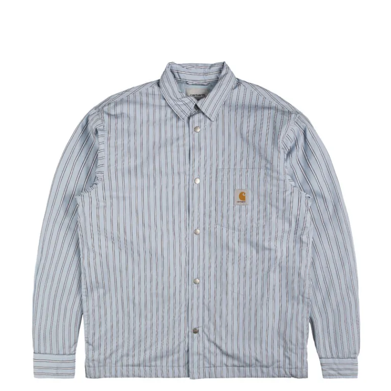 Carhartt WIP Gilets*Grimsby Shirt Jac Grimsby Stripe / Blue Fog
