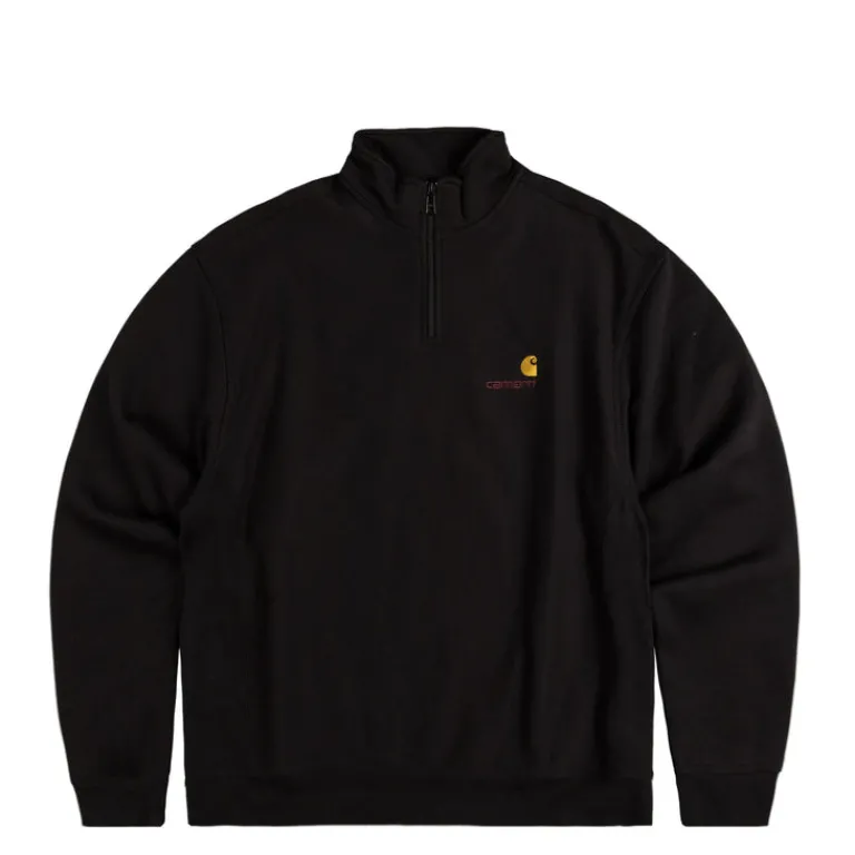 Carhartt WIP Pullover*Half Zip American Script Sweat Black