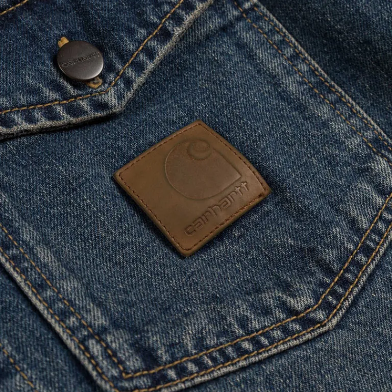 Carhartt WIP Gilets*Lincoln Shirt Jacket Blue Worn Used Wash