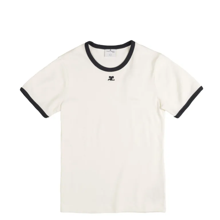 Courreges T-Shirts*Signature Contrast T-Shirt Heritage White / Navy