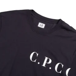 C.P. Company T-Shirts*30/1 Jersey Front-Back Logo T-Shirt Total Eclipse