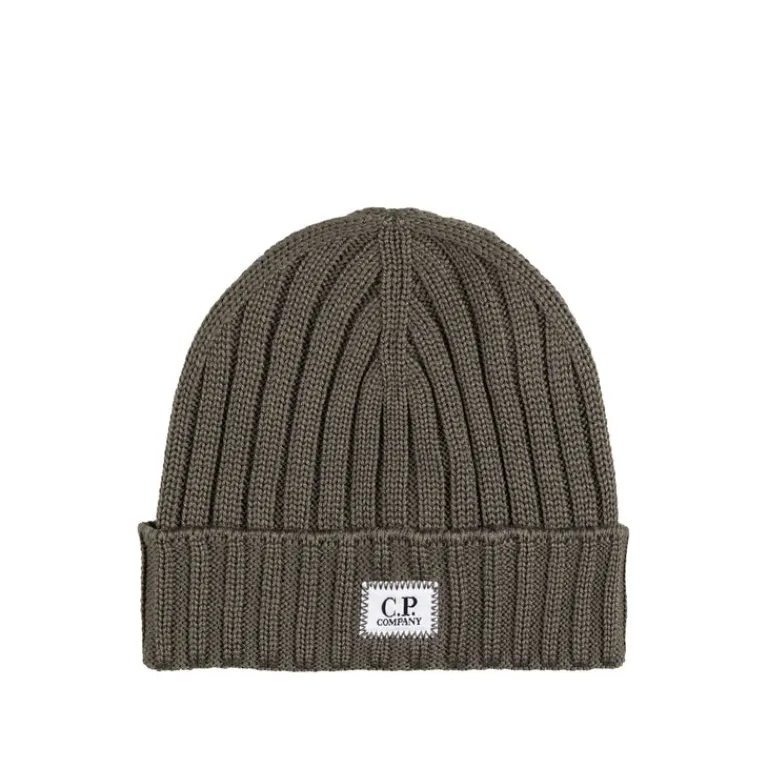 C.P. Company Alle Anzeigen|Beanies*Extra Fine Merino Wool Knit Logo Beanie Walnut