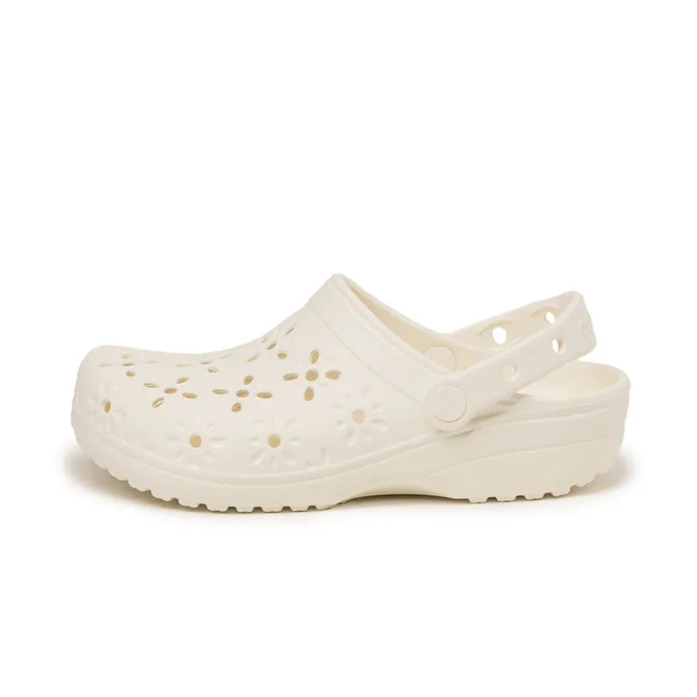Crocs Sneakers Végétaliens|Mules & Slides*Classic Clog *Floral Cutout* Chalk