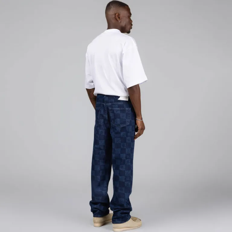 Daily Paper Pantalons*Kibo Check Jacquard Jeans Blue