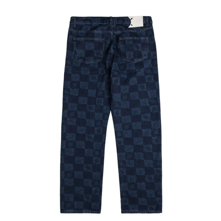 Daily Paper Pantalons*Kibo Check Jacquard Jeans Blue