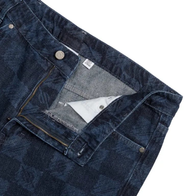 Daily Paper Pantalons*Kibo Check Jacquard Jeans Blue