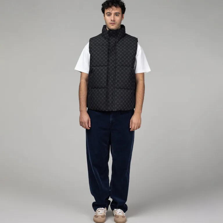 Daily Paper Vestes*Pondo Cotton Monogram Bodywarmer Black