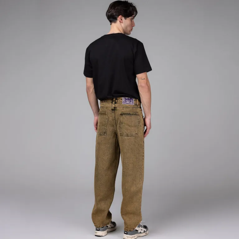 Dime Pantalons*Classic Baggy Denim Pants Overdyed Gold