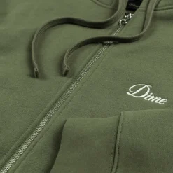 Dime Sweats À Capuche*Cursive Zip Hoodie Dark Olive