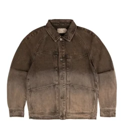 Dime Gilets*Dipped Denim Jacket Dipped Sandblasted Brown