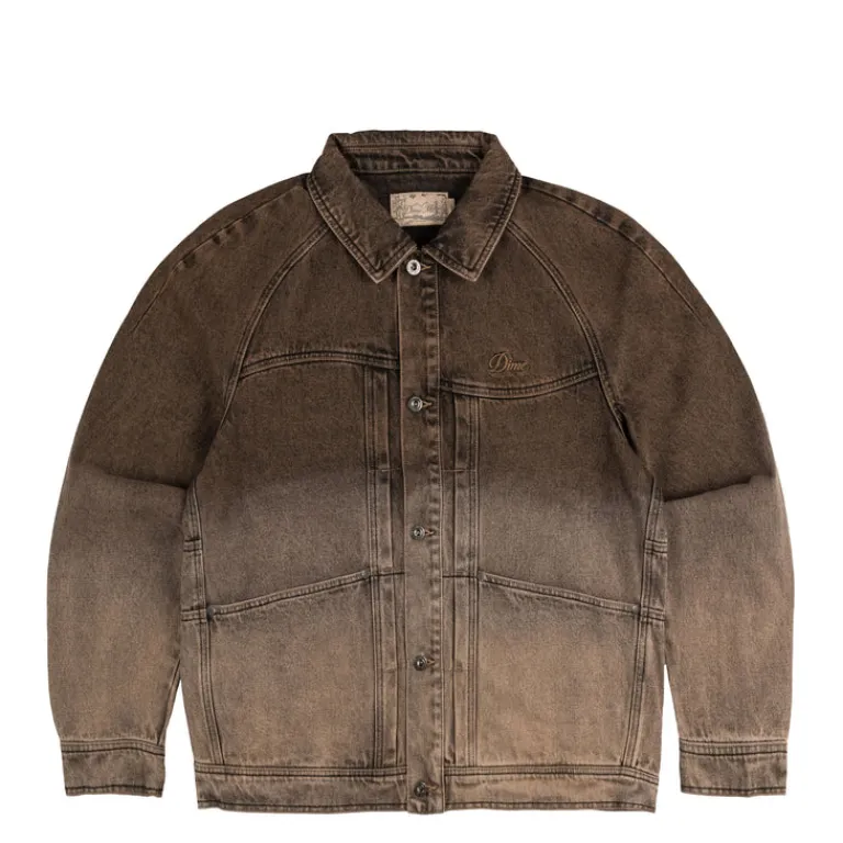 Dime Gilets*Dipped Denim Jacket Dipped Sandblasted Brown