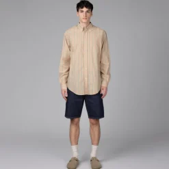 Drole de Monsieur Chemises*La Chemise Rayée Monogramme Light Beige