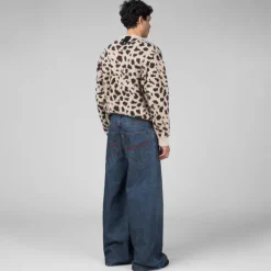 ERL Pantalons*Baggy Indiana Distressed Jeans Woven Dirty Blue