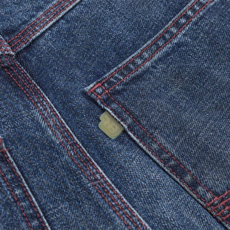 ERL Pantalons*Baggy Indiana Distressed Jeans Woven Dirty Blue