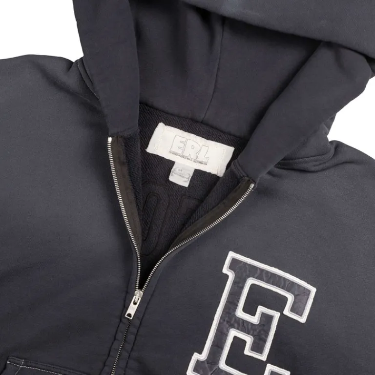ERL Sweats À Capuche*Varisity Oversized Zip-Up Hoodie Black