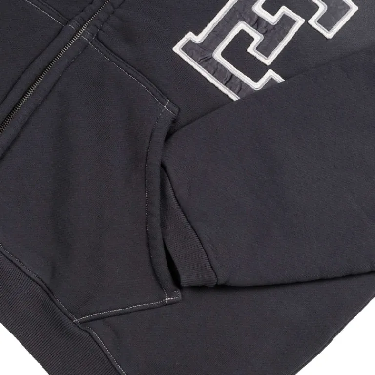 ERL Sweats À Capuche*Varisity Oversized Zip-Up Hoodie Black