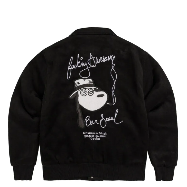 Fucking Awesome Gilets*Korea Bar Varsity Jacket Black
