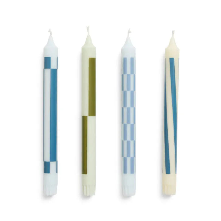 HAY Bougies & Parfums D'Ambiance*Pattern Candle Set of 4 Green / Blues