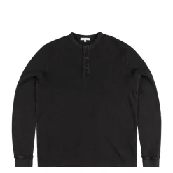 JW Anderson T-Shirts*Long Sleeve Waffle Henley Top Washed Black
