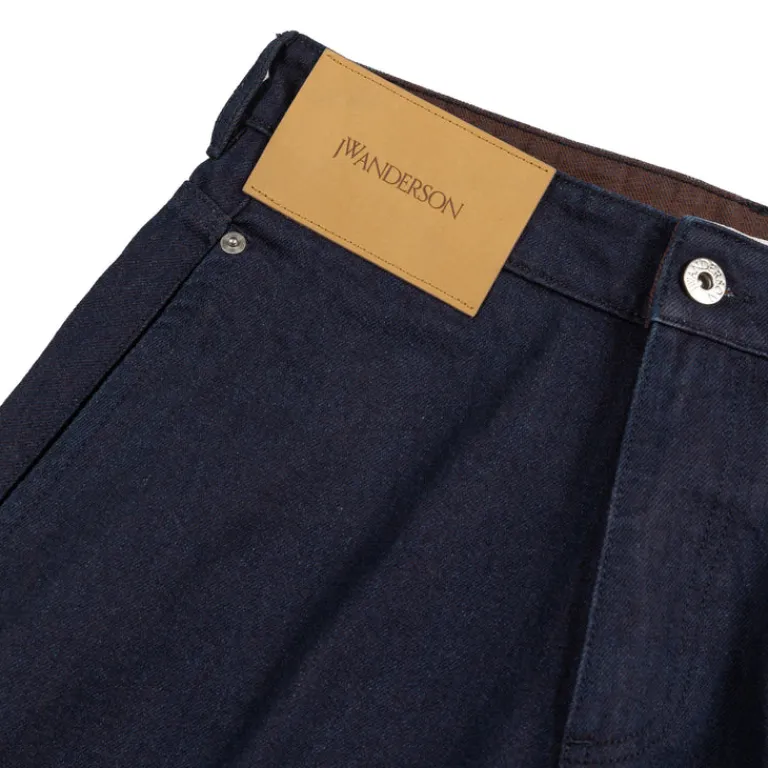 JW Anderson Pantalons*Turn Up Twisted Workwear Jeans Blue / Red